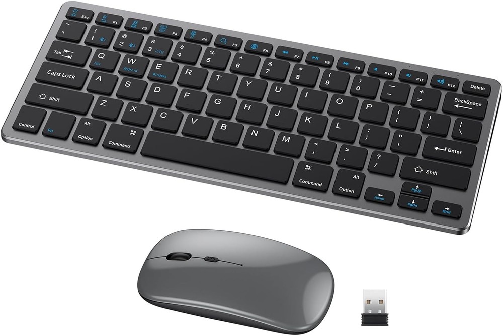 2.4G & Bluetooth Slim Compact 78 Keys Wireless Keyboard and Mouse Combo for Mac