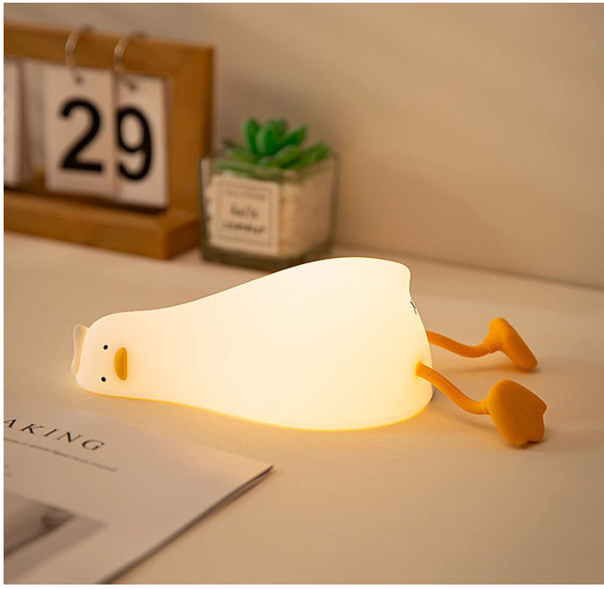 LED Duck Lamp Cute Squishy Dimmable Silicone Bedside Light with Touch Control