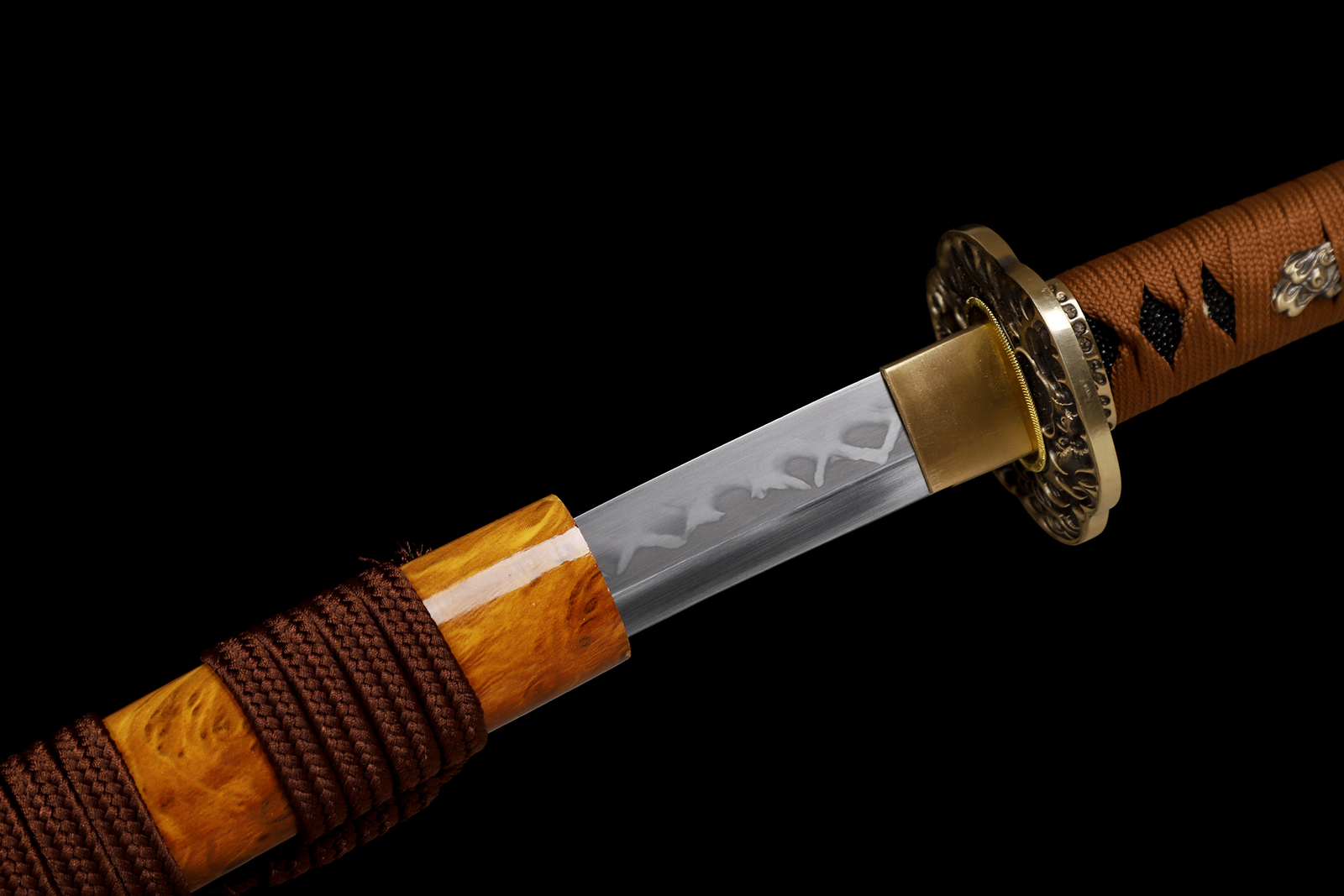 Japanese Samurai Katana Wakizashi Sword Clay Tempered L6 Steel Real Hamon