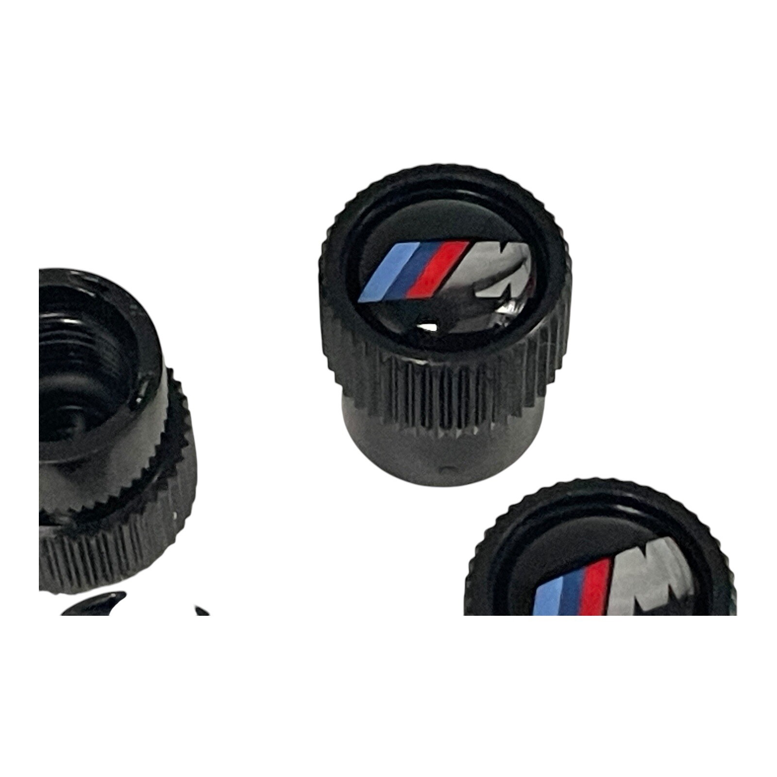 BMW M Performance Emblem Logo Black Tire Valve Stem Caps Set of 4 New