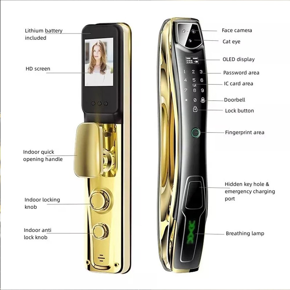 Digital Door Lock 3D Face Recognition Camera FIngerprint Keyless Safety Tool