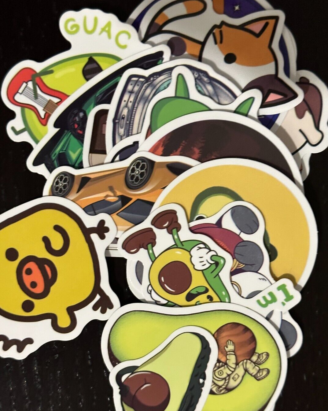 Lot 5 Random Vinyl Decals for Skateboard, Laptop, Water Bottle Stickers