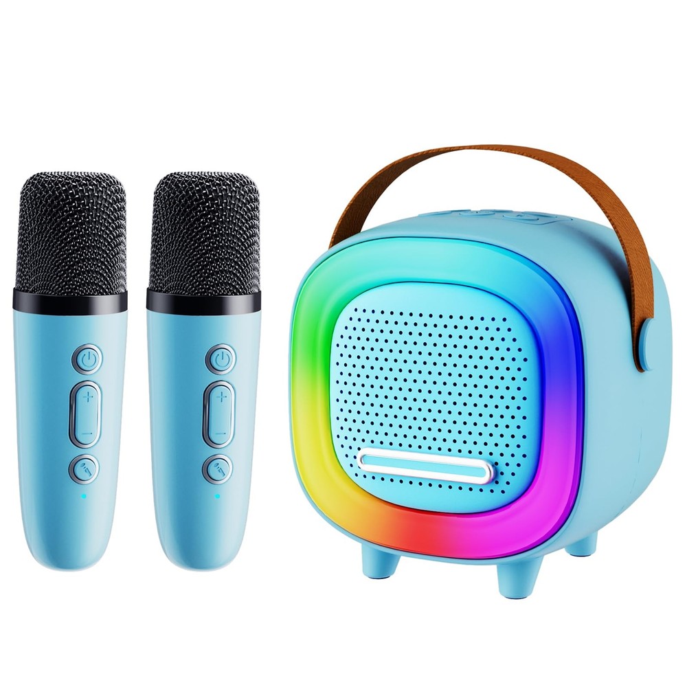 Mini Karaoke Machine Speaker for Adults, Portable Bluetooth with 2 Wireless M...