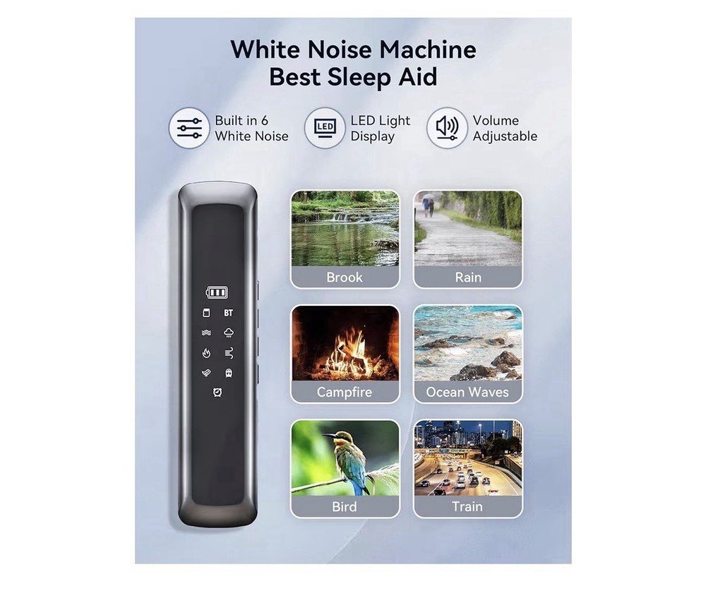 Under Pillow Speaker Bluetooth Bone Conduction Sleep Aid White Noise Timer Black