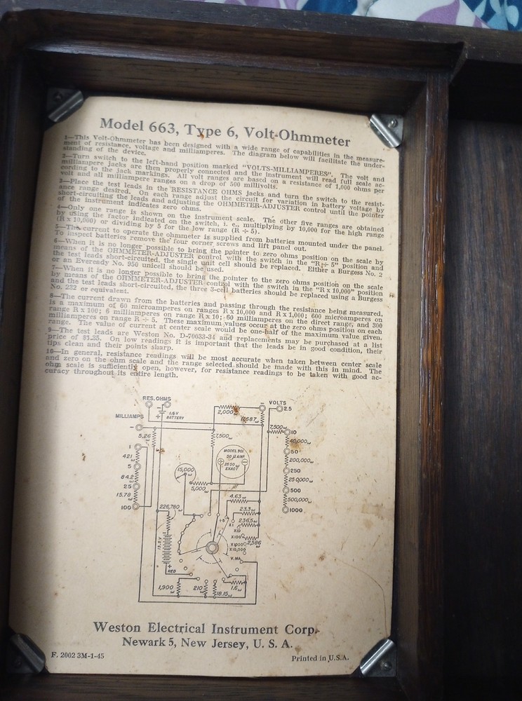 Weston Model 663 Type 6 Volt-ohmmeter with Case