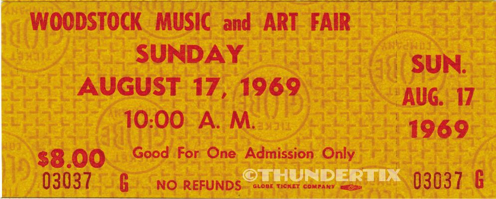 5 1968 -70 VINTAGE UNUSED FULL TICKETS Grateful Dead Woodstock Hendrix reprint