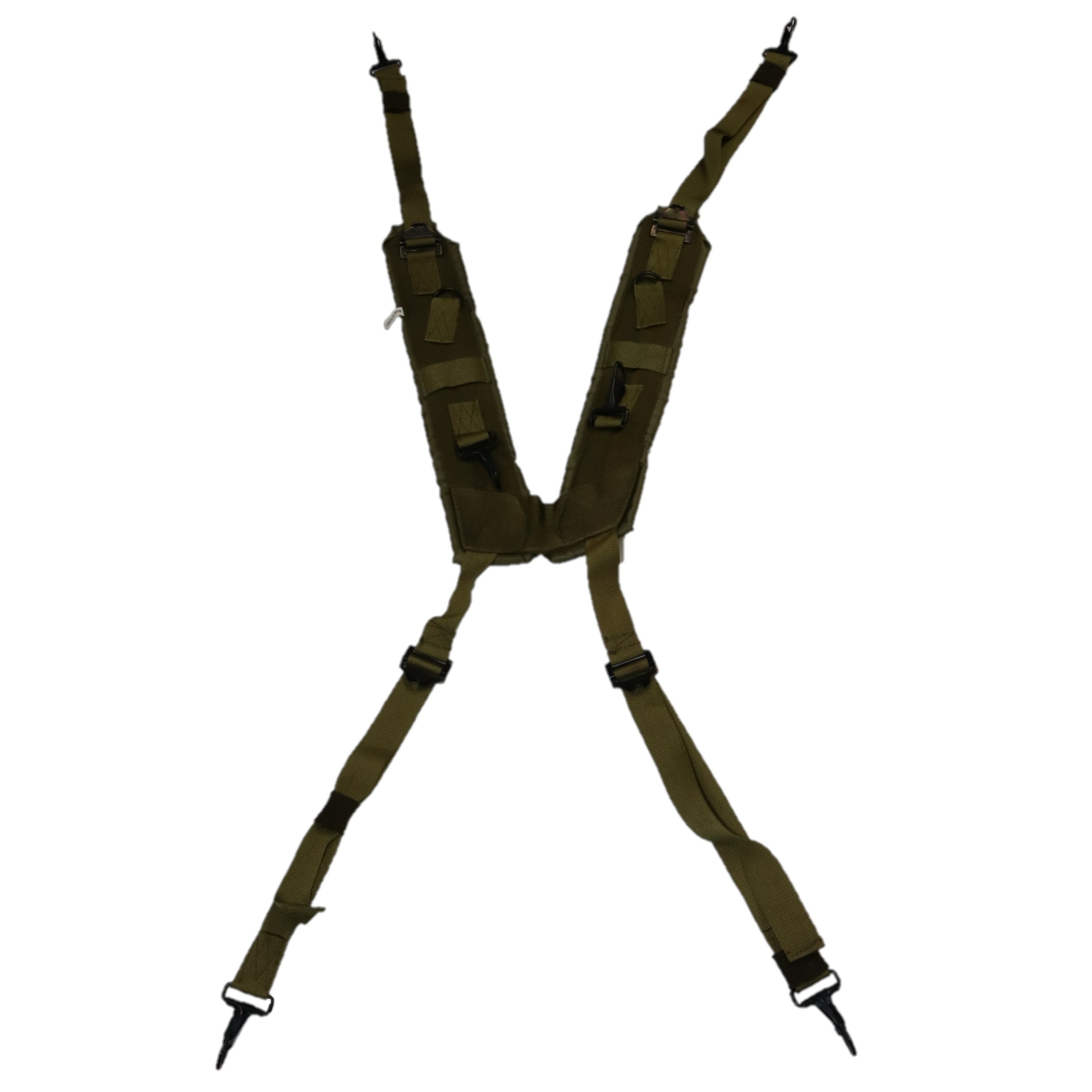 McGuire Gear GI Style H-Style Suspenders, Durable Nylon, OD, Woodland Camo,