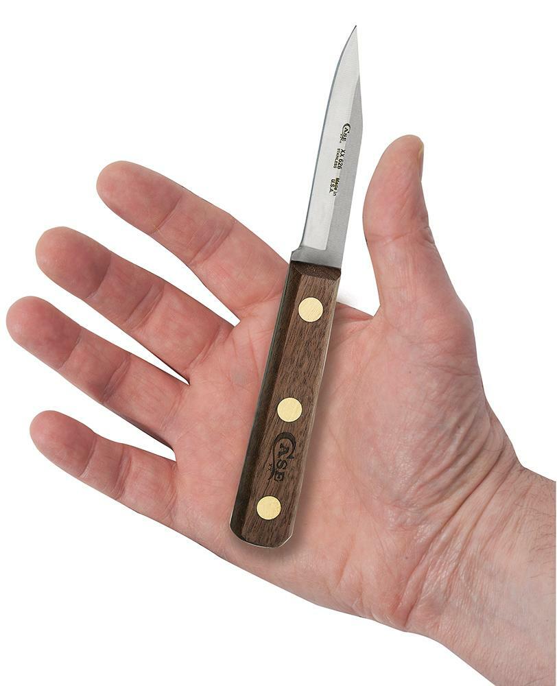 Case XX Kitchen Paring Knife 3" Stainless Steel Blade Solid Brown Walnut Handle