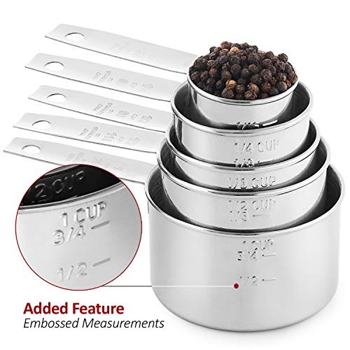 Stainless Steel Measuring Cups, 5 Piece Stackable Measuring Set () 1
