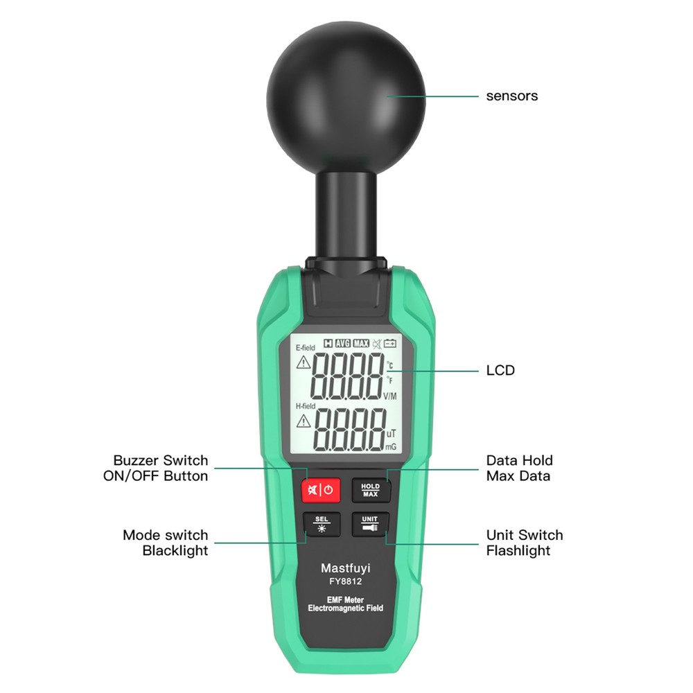 Mastfuyi EMF Meter Electromagnetic Field Tester High E5E2