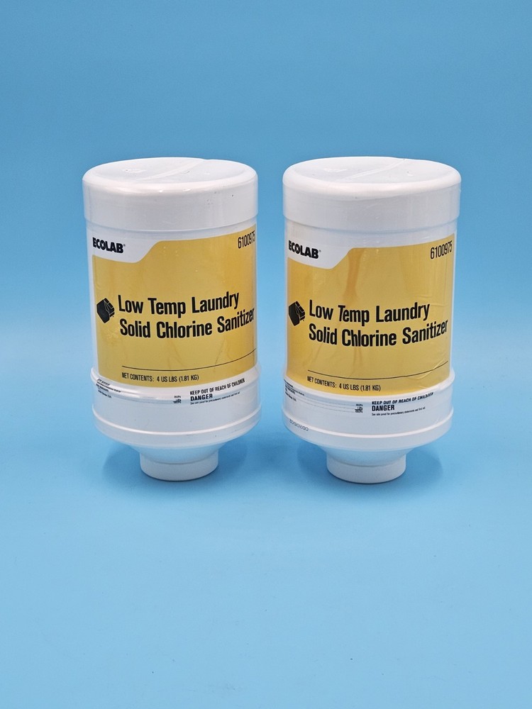 2 Pack Ecolab 6100975 Low Temp Laundry Solid Chlorine Sanitizer 4 Lbs Each