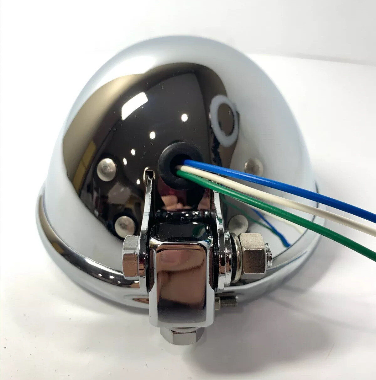 Chrome Motorcycle Headlight Headlamp Bucket Housing Bottom Mount - 5 3/4" Inch