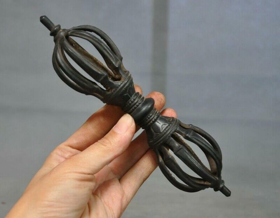 Old Tibet Tantra Buddhism Temple Bronze Exorcism Pray Dorje Vajra Phurpa Dagger