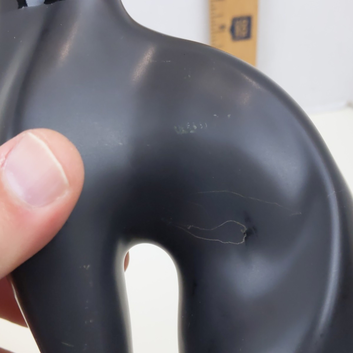 Vintage Black Ceramic Cat Figurine Glossy Mid Century Modern Style Home Decor