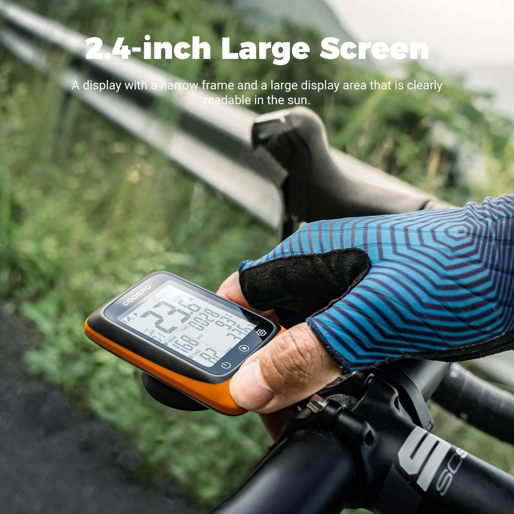 Waterproof Cycling Computer with 2.4” LCD Display - GPS Tracker & Bluetooth Sync