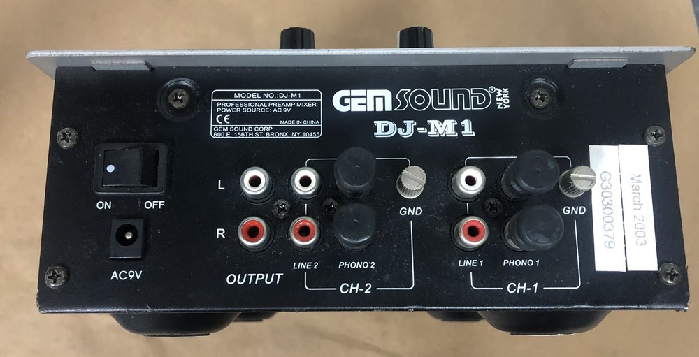Gem Sound DJ M1 Mixer - Model : DJM1Mixer Untested & missing knobs