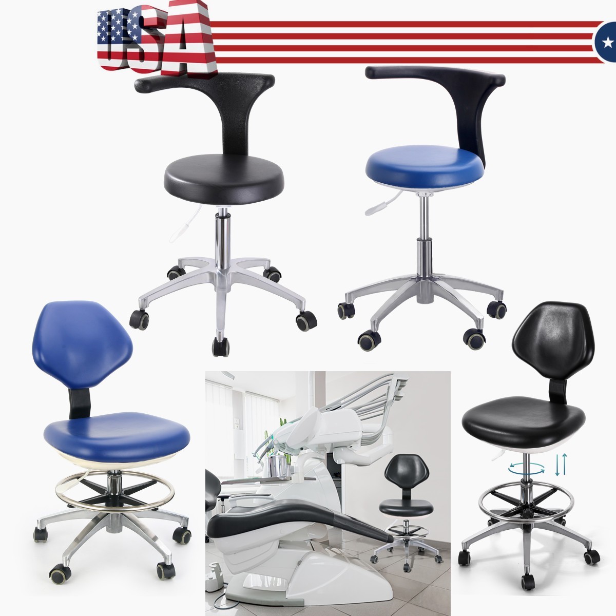 Ergonomic Dental Operator Stool Dentist Hygiene Doctor's Assistant Nurse Chair