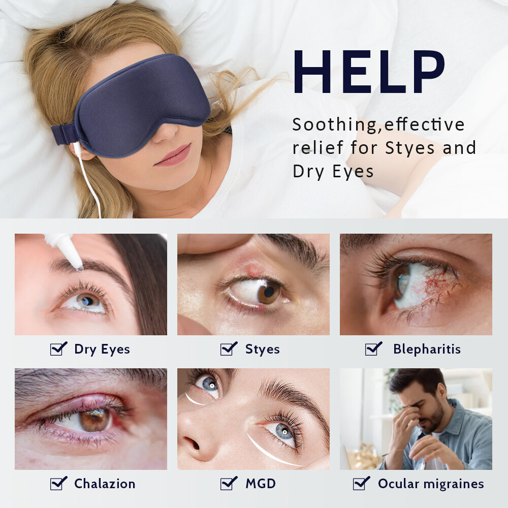 3D Cordless Heated Eye Mask Pad, Warm Compress For Puffy Eyes Dry Eye Relax Eye