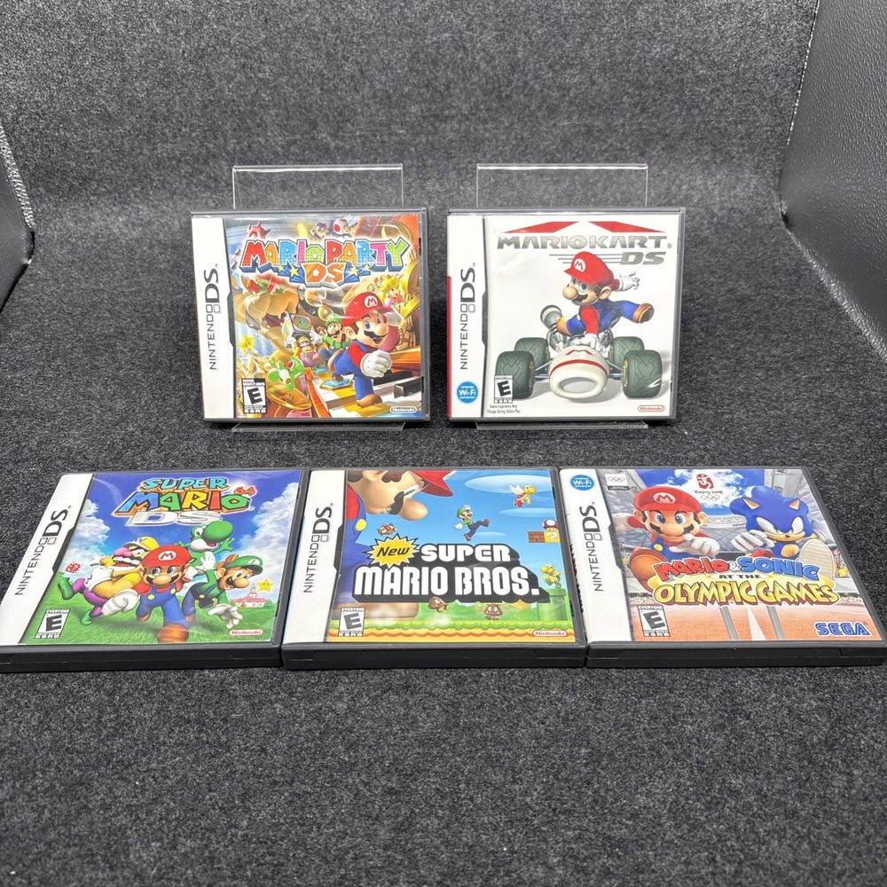 5 DS Mario Games Case And Manual ONLY Bundle - Authentic Great Condition