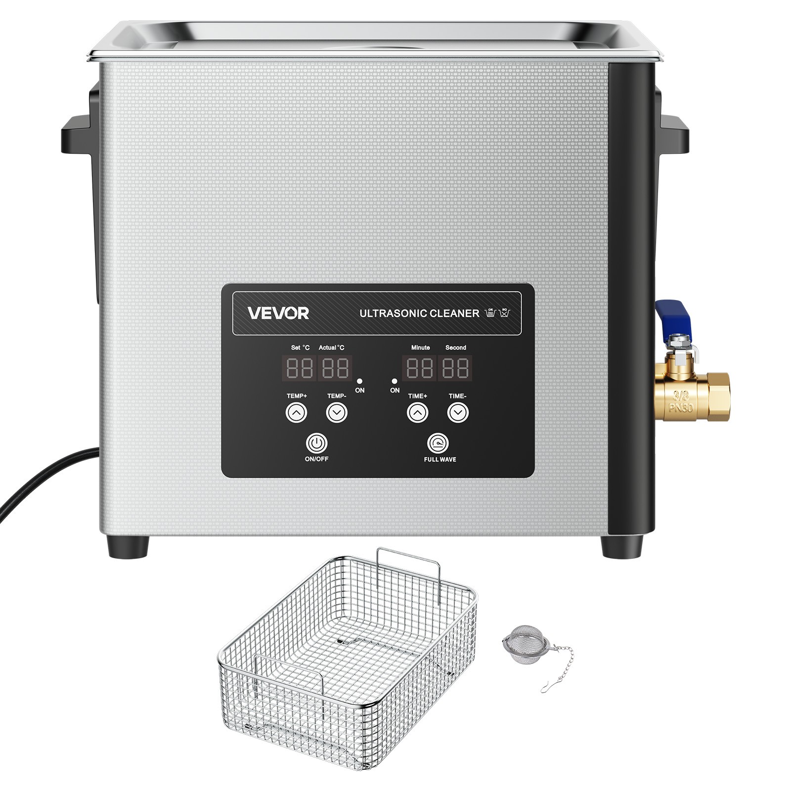 VEVOR 10L Ultrasonic Cleaner Machine with Cleaning Basket & Digital Display 180W