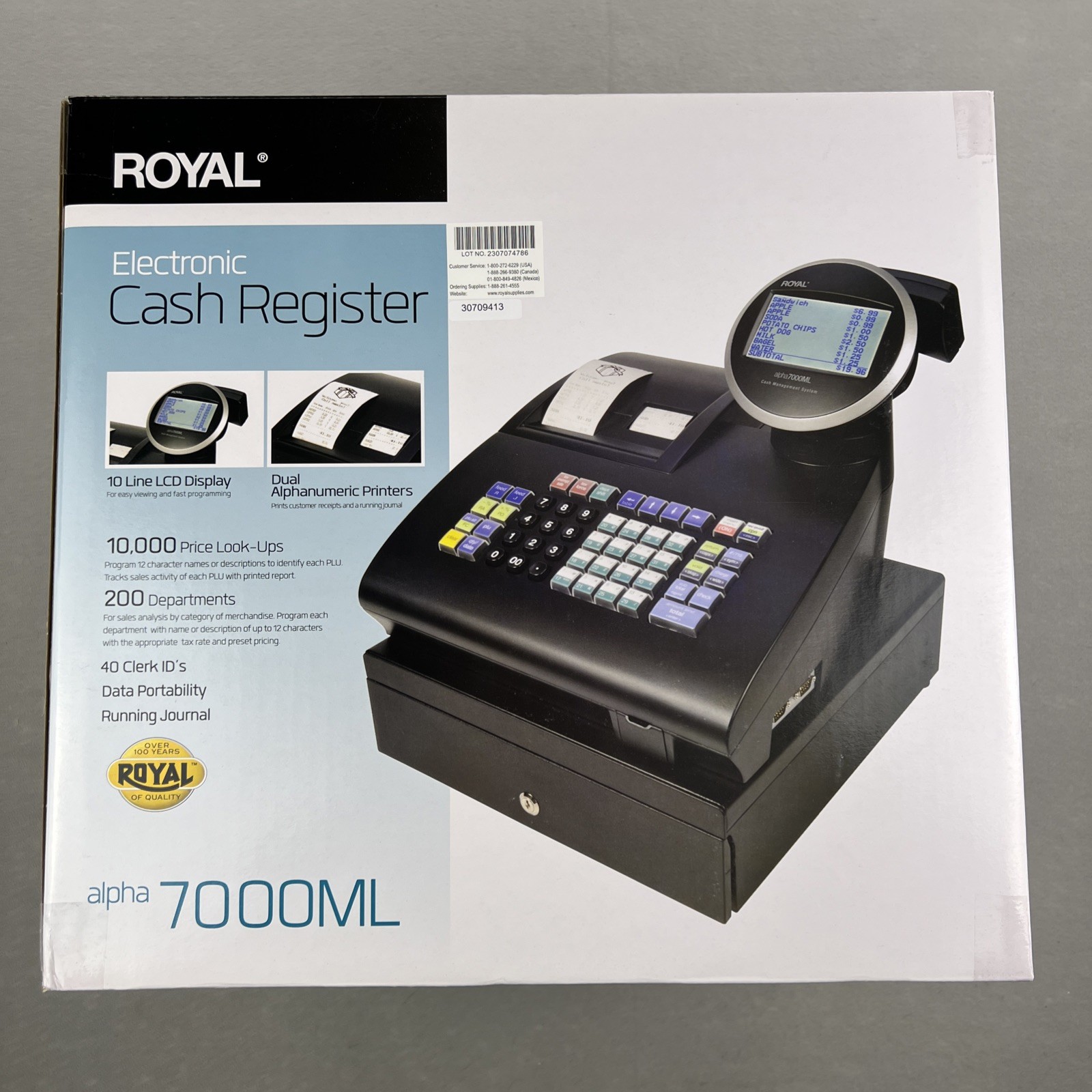 Royal Alpha 7000ml Electronic Cash Register W/Dual Alphanumeric Thermal Printer
