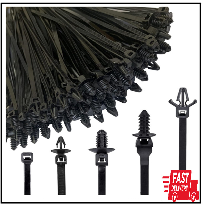 160Pcs Universal Nylon Push Mount Cable Zip Tie,Nylon Self Locking Cable