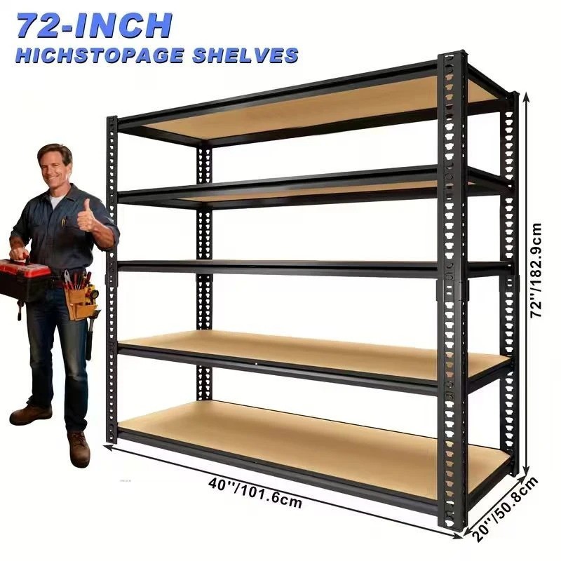 Metal Storage Racks Heavy Duty 5 Tier Garage Shelving Unit Adjustable 72"