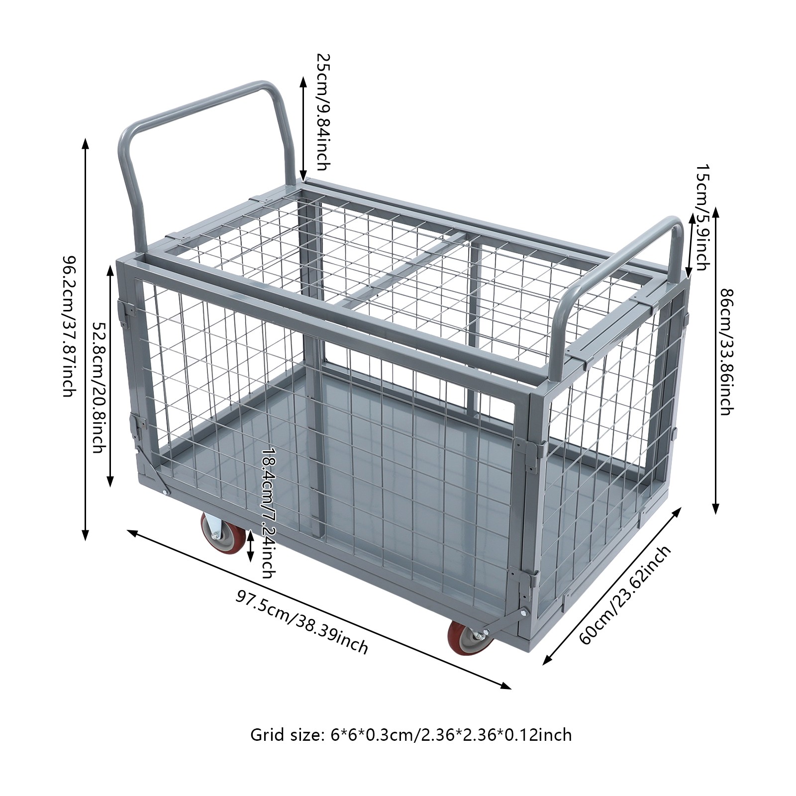 5-in-1 Heavy Duty Platform Cart With Cage Push Cart For Grocery & Warehouse ﻿