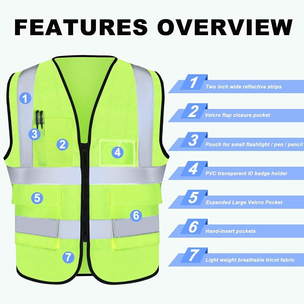 High Visibility Reflective Safety Vest for Men Women Work Construction Vest