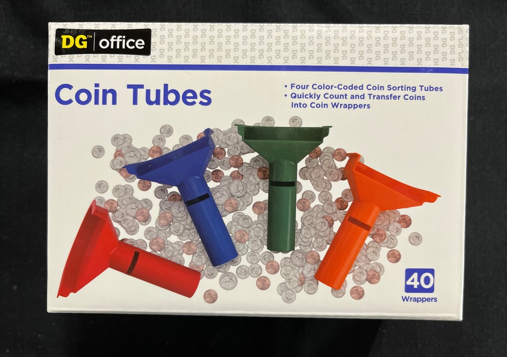 Coin Sorting Tubes Color Coded Set Of 4 For Counting Rolled Coins
