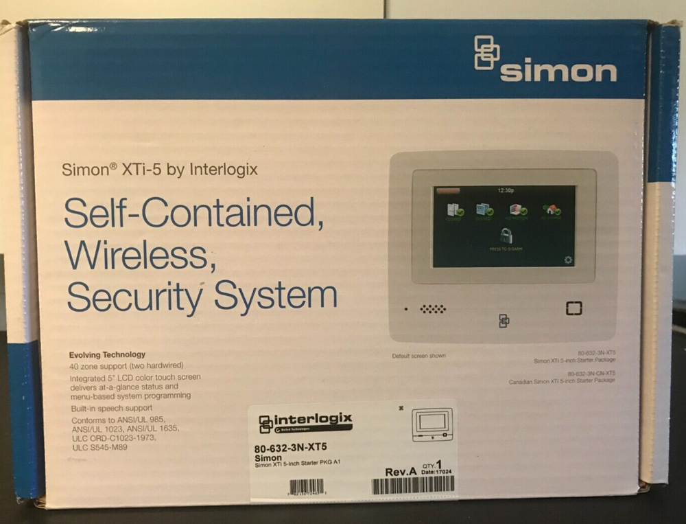 Brand New Interlogix Simon 80-632-3N-XT5 Panel + Transformer (missing battery)