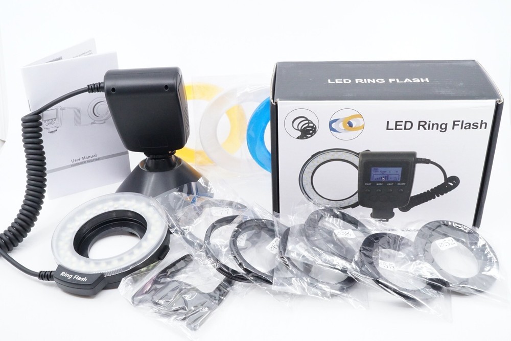 RF-500D LED RING FLASH KIT FOR DSLR SYSTEMS **W/ADAPTERS-FILTERS - OPEN BOX**