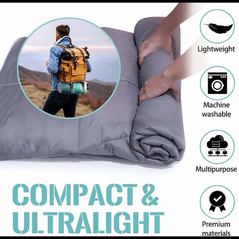 Ultralight Windproof Puffy Camping Blanket with Carry Case