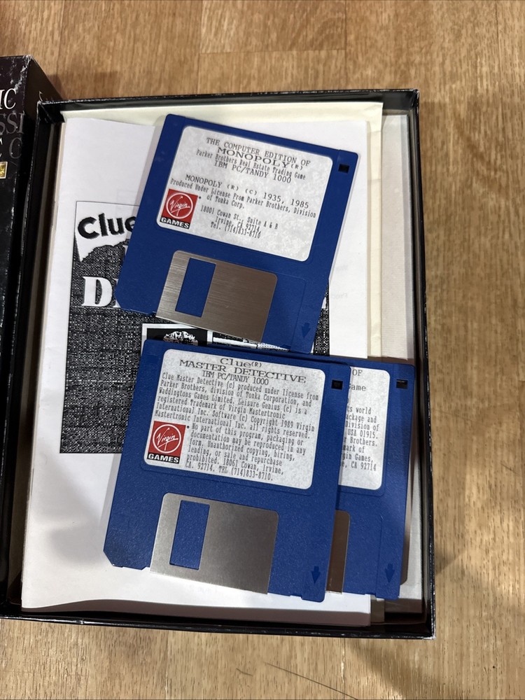 Computer Software Game Collection Clue, Risk, Monopoly Floppy 1991 Atari IBM Mac