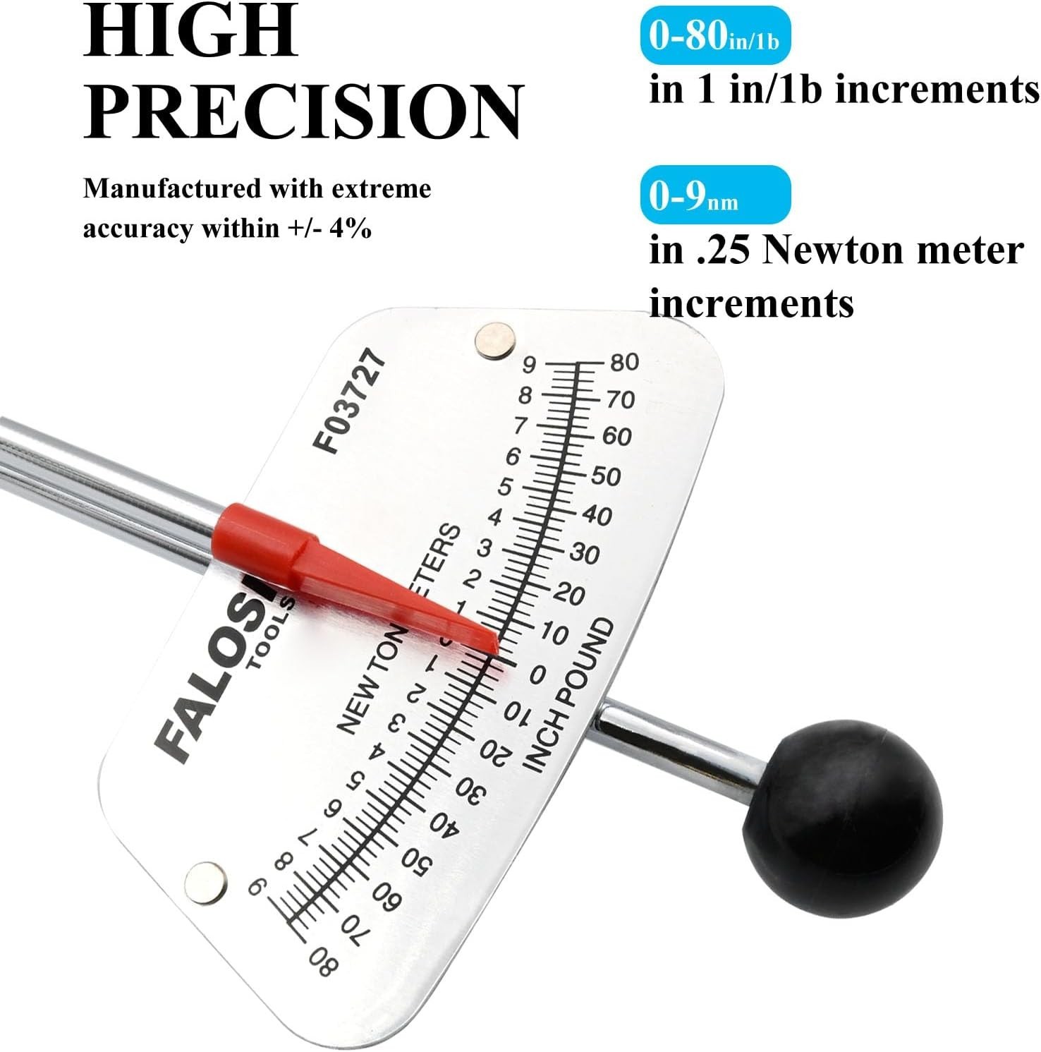 1/4-inch Drive Beam Torque Wrench - 0-80 Inch/Pounds and 0-9 Newton/Meter Torque
