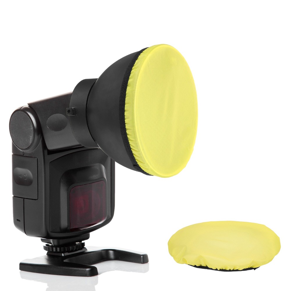 5pcs 6.3" x 6.3" Soft Mini Flash Bounce Diffuser Cap, for Flashlight, Yellow