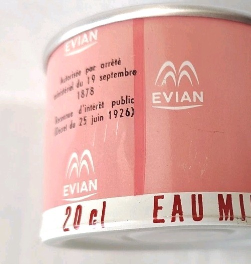 Rare Vintage EVIAN Source Cachat Military Survival Kit Water TIN 1960s Unopened