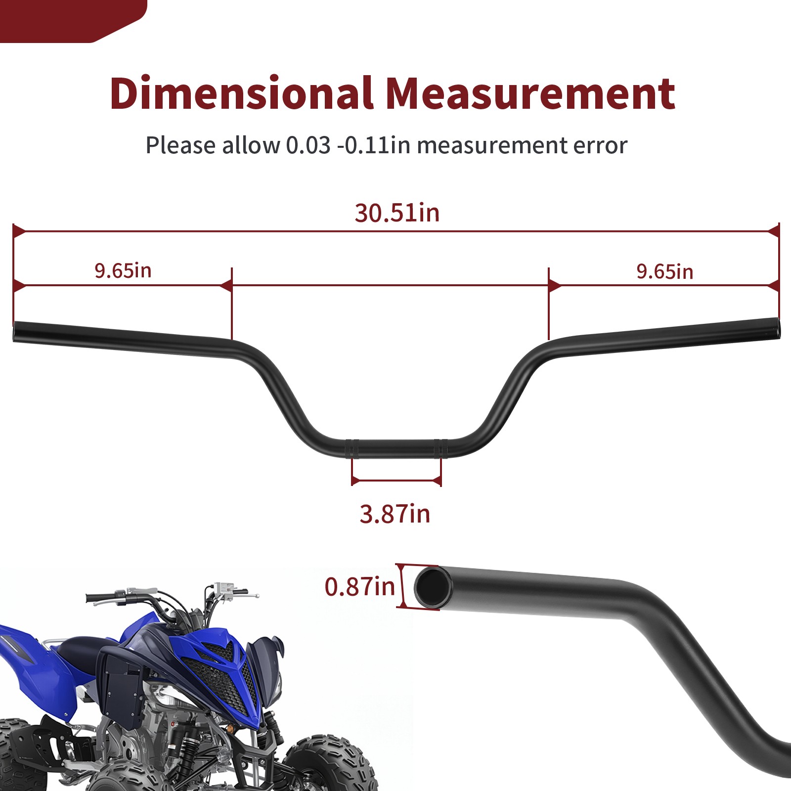 Heavy Duty Handlebar 1PE-F6111-00-00 for Yamaha Raptor 700/R YFM700/R 2013-2024
