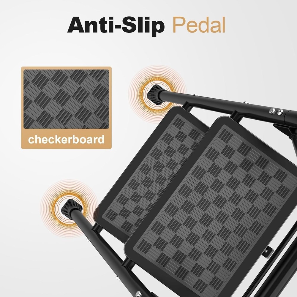 Elegant 2-Step Ladder - Foldable Ergonomic Step Stool with Wide Pedals