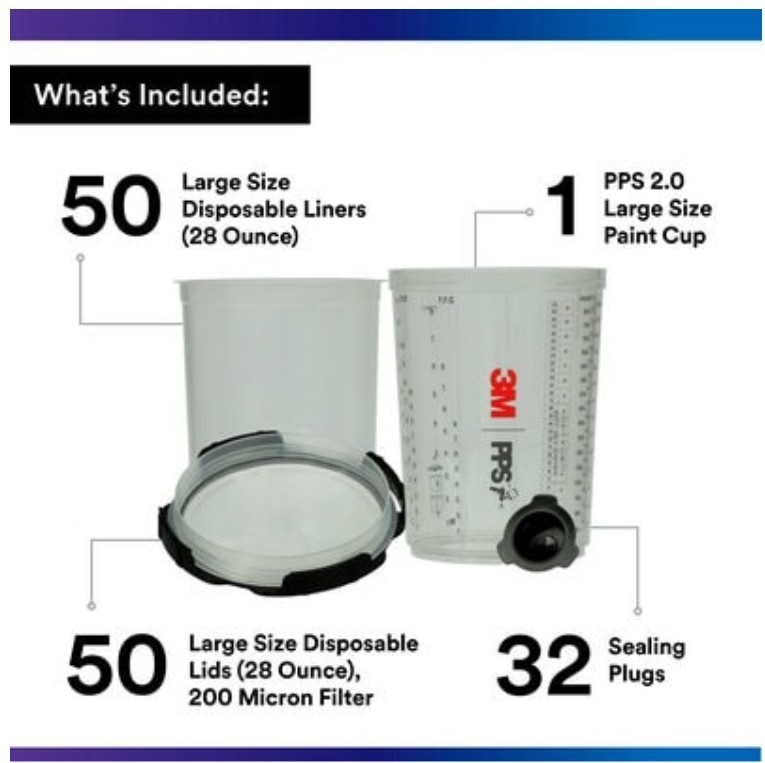 3M 26024 PPS Series 2.0 Spray Cup System Kit Large (28 fl oz/850 mL) 200 Mic.