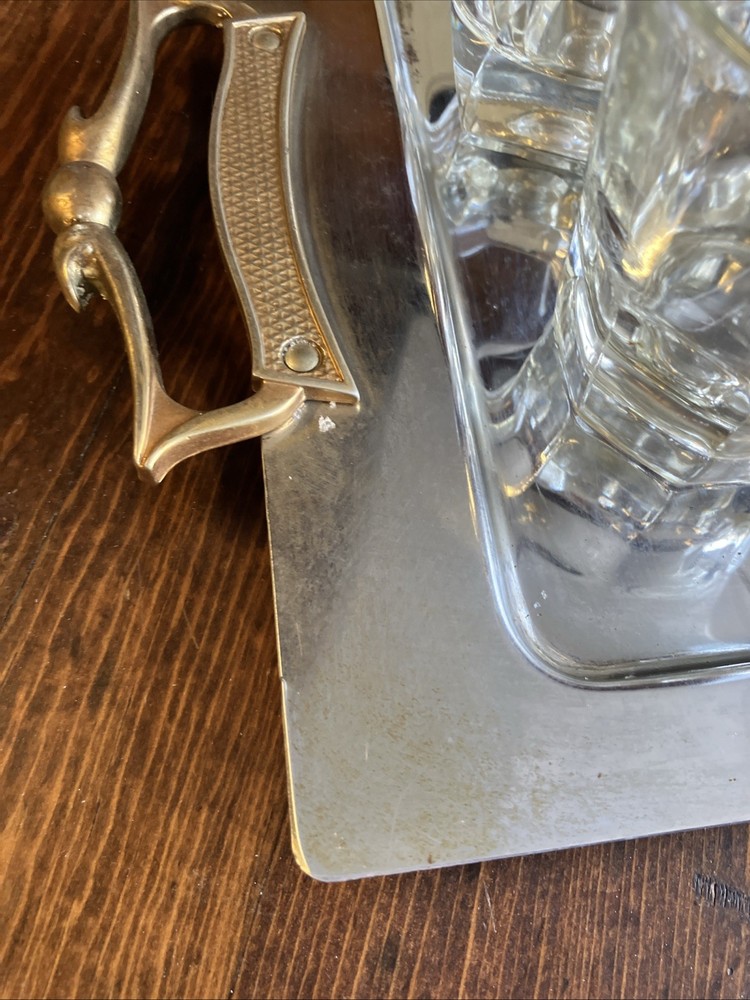 Bartender Cocktail Glasses Set With Tray Mixed Bar Glasses