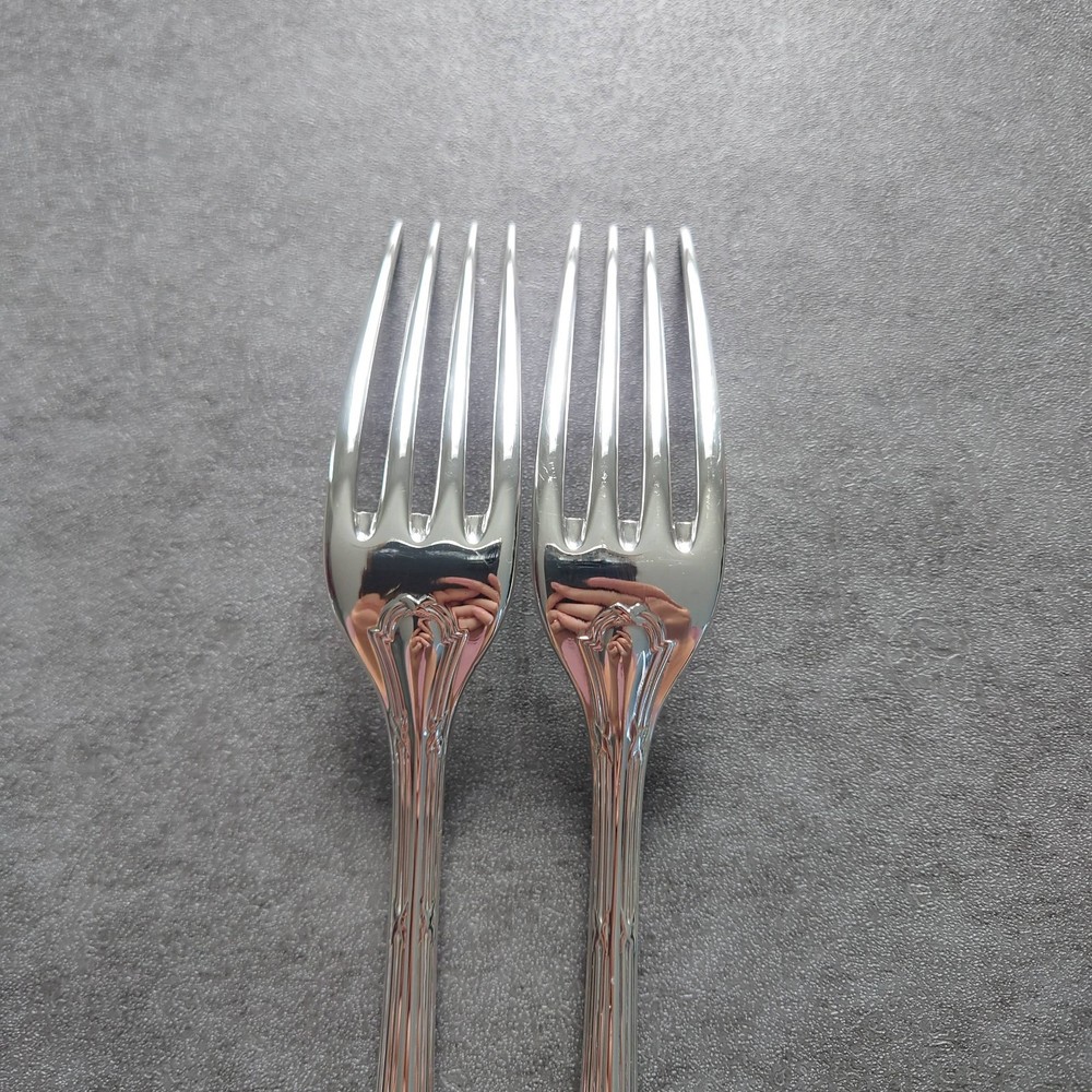 Christofle Rubans Table Fork 2pcs Silverplate Flatware Excellent