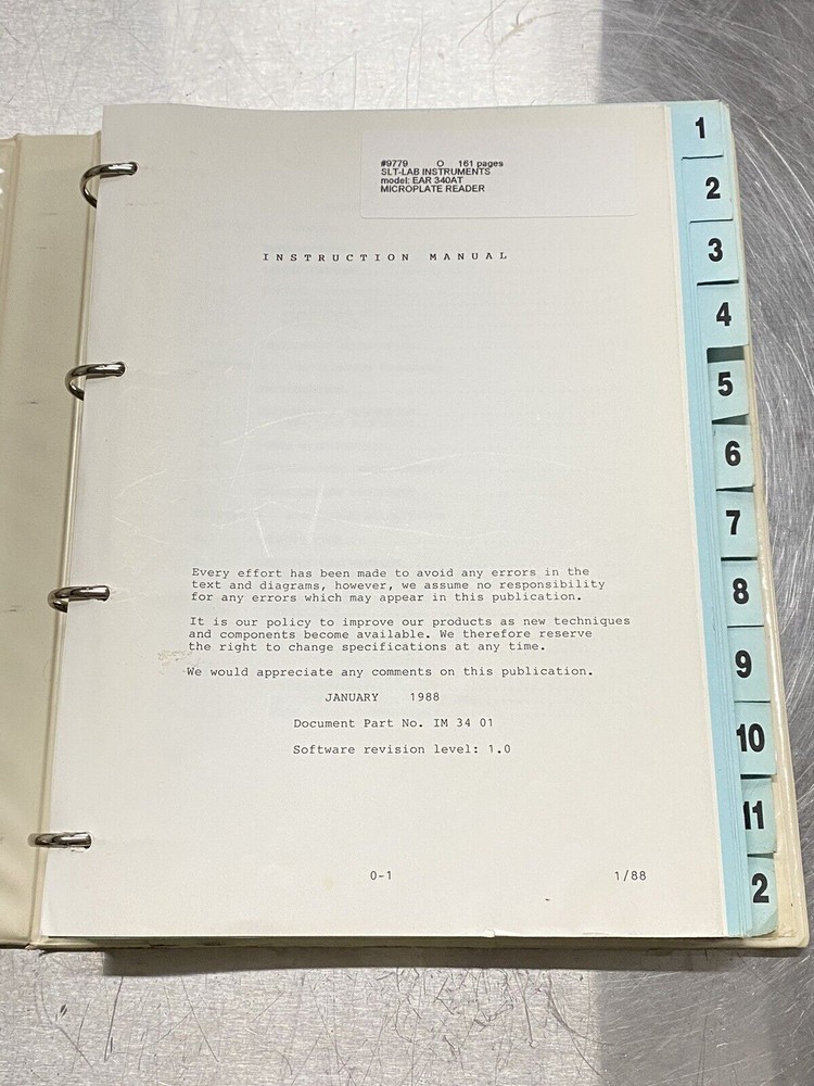 SLT Lab instruments EAR AT - Users Manual / Instructions