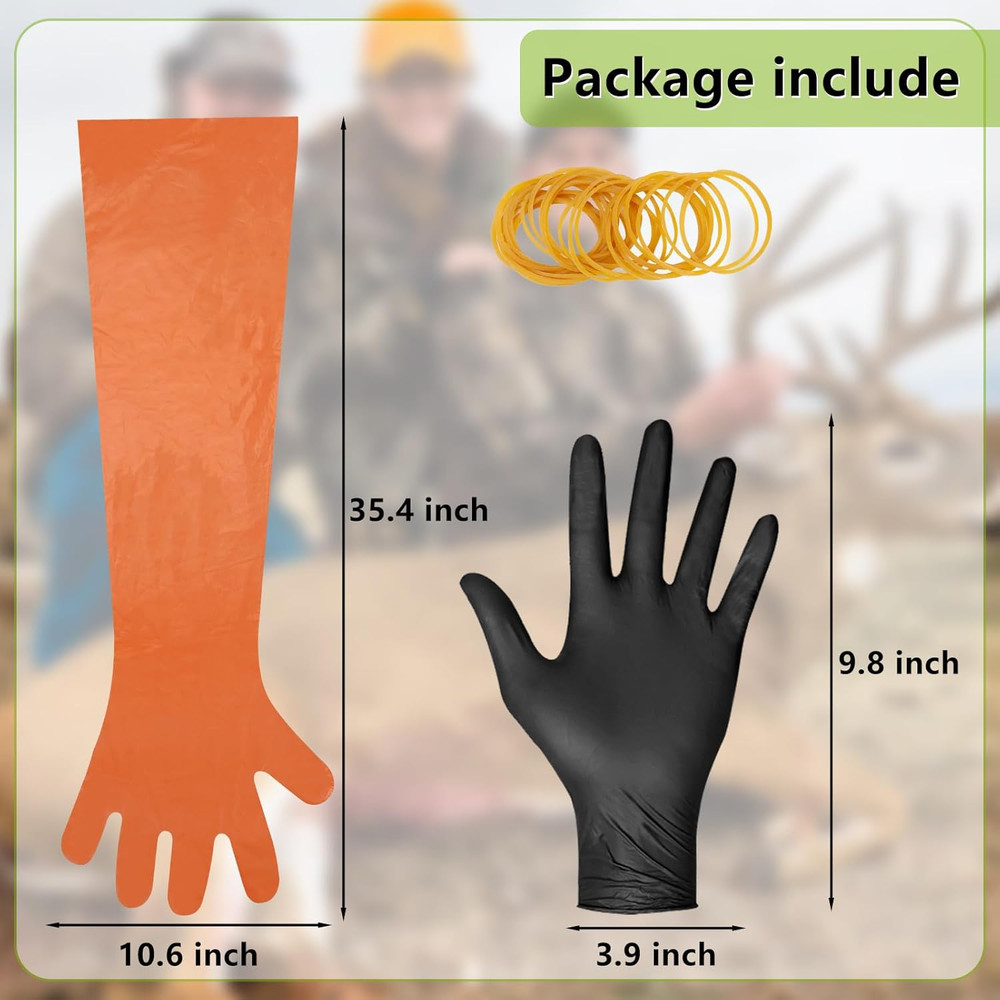 Field Dressing Gloves for Deer Hunting and Veterinary Use - Includes Disposable