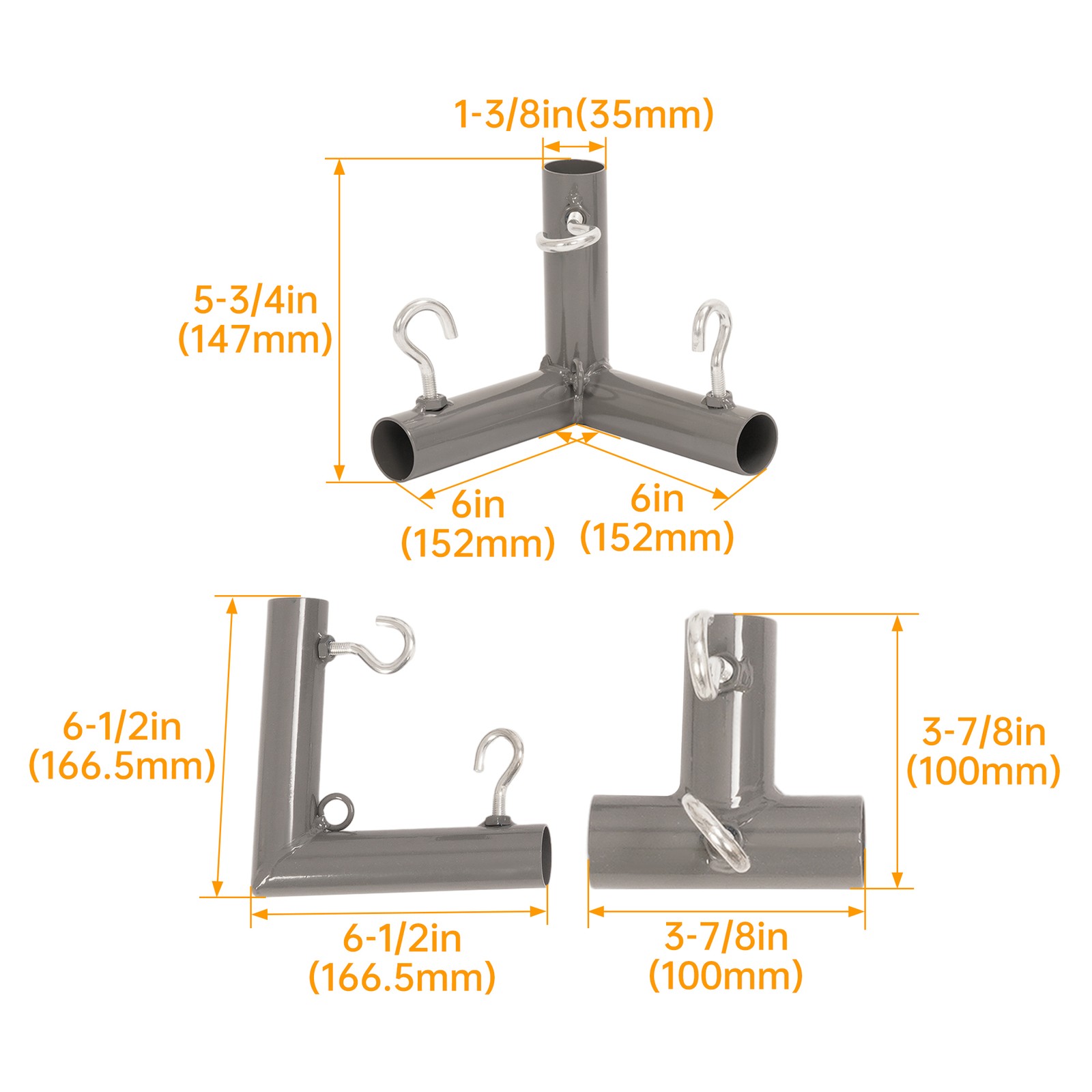 10 X 1" Golf Frame Corner Kit with Threaded Eye For DIY Outdoor Golf Cage Net