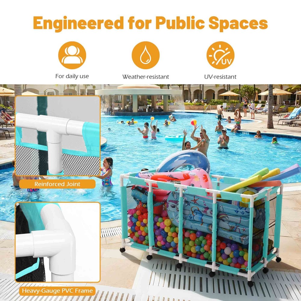 AplusChoice 274-gallon Mesh Pool Storage Bin Rolling Cart Replacement Mesh Cover