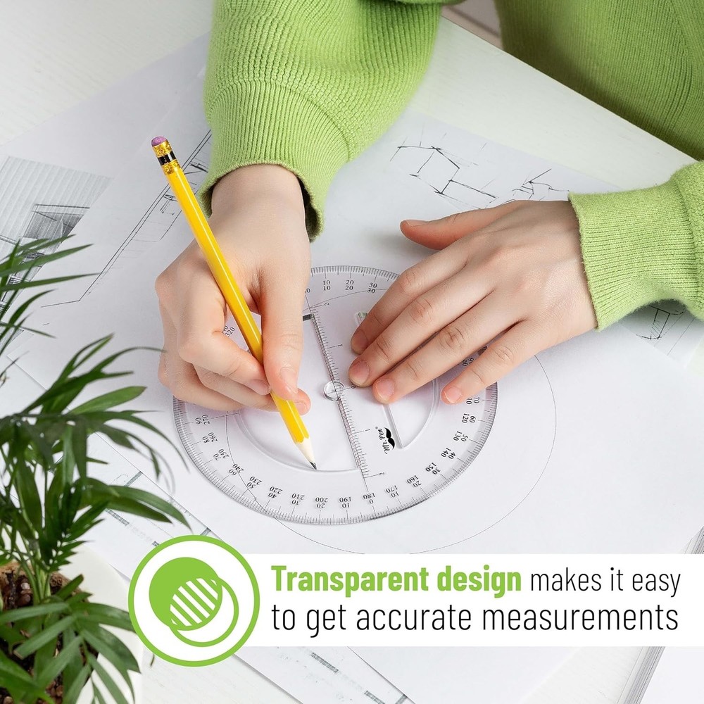 Protractor, Pack of 2, Protactor 360 Degree, Protractor Set, Protractor Ruler...