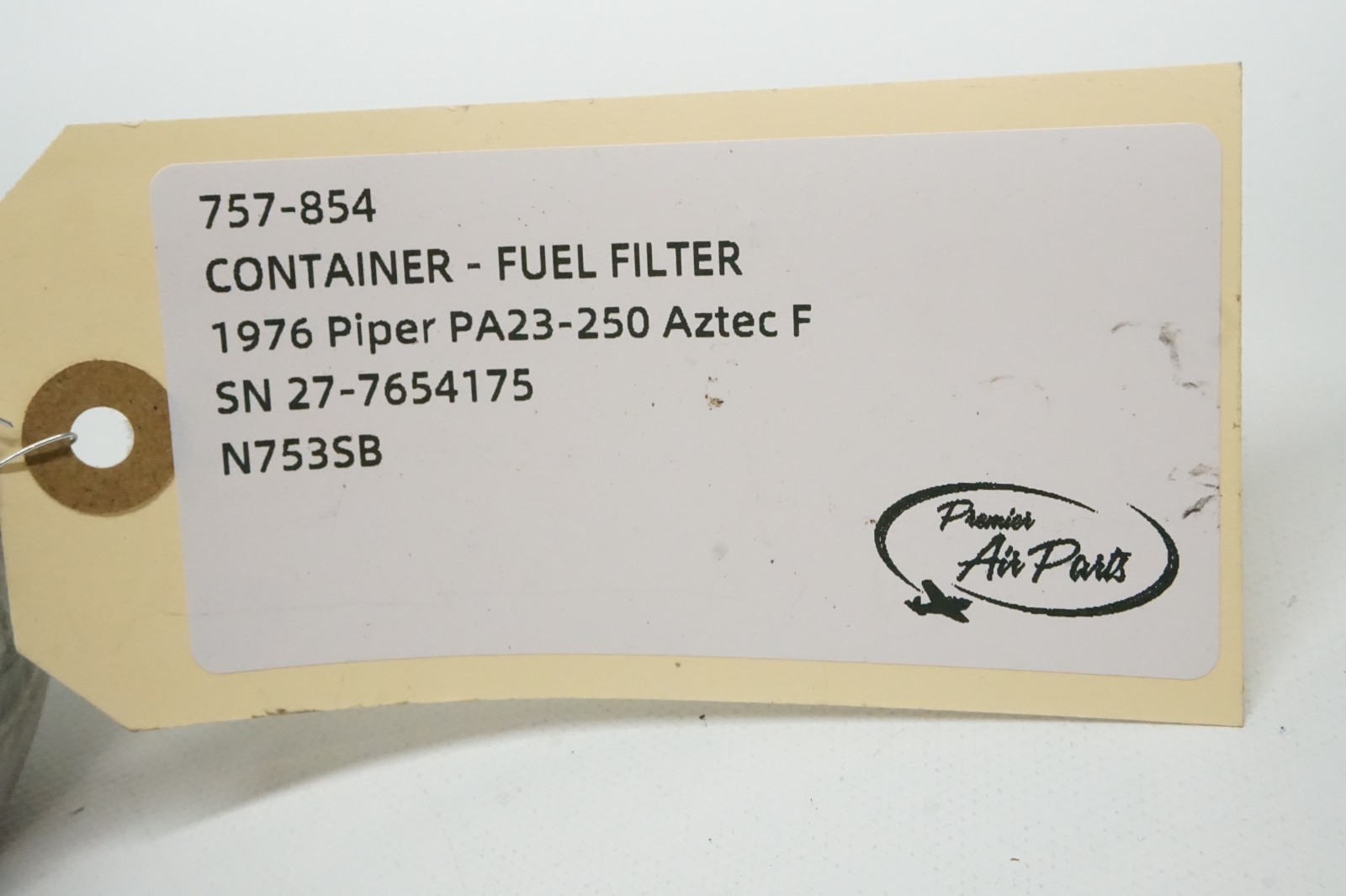 1976 Piper Aztec F PA-23-250 R/H Fuel Filter Container, P/N: 757-854