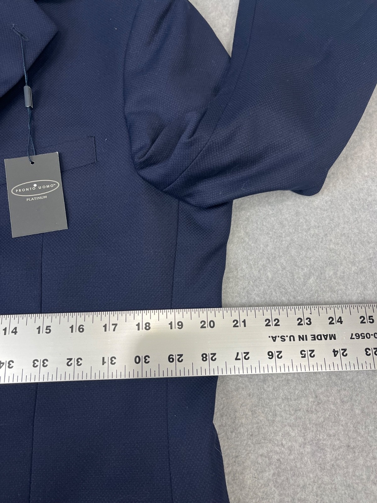 Pronto Uomo Platinum Blazer Mens 42L Navy Wool Blend 2 Button Modern Fit Stretch
