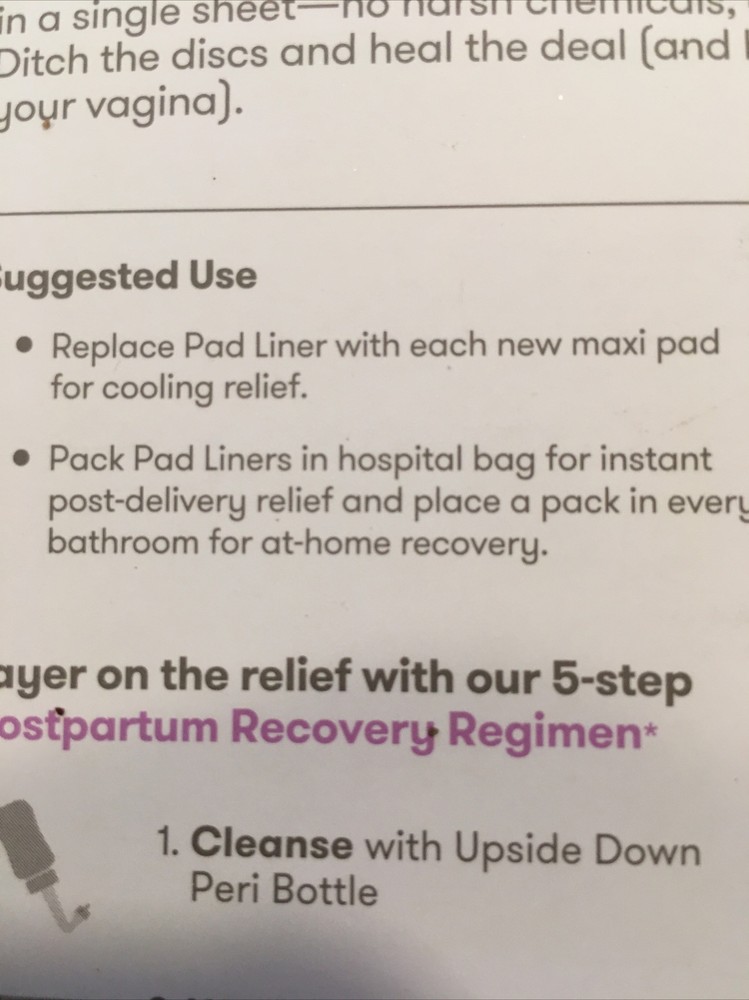 Frida Mom Perineal Cooling Pad Liners Postpartum 24 Pad Liners Full Coverage